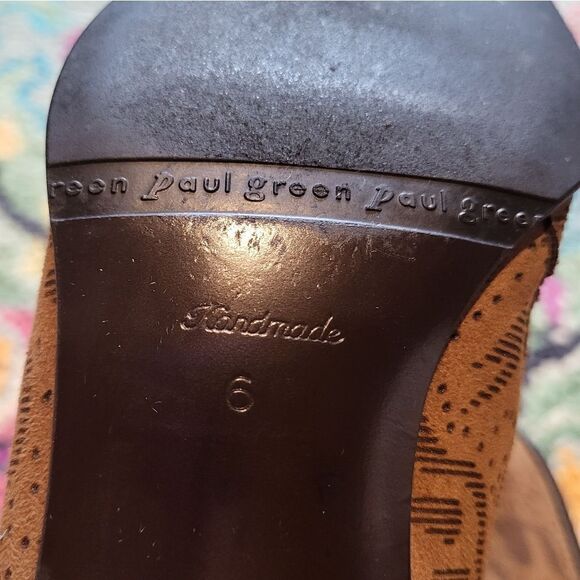 Paul Green Munchen Tooled Leather Block Heel Mules Austrian Made 7.5 - Picture 6 of 8